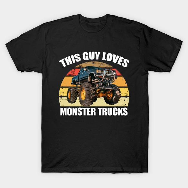 This Guy Loves Monster Trucks - Vintage Sunset - Monster Truck Lover T-Shirt by CoolandCreative